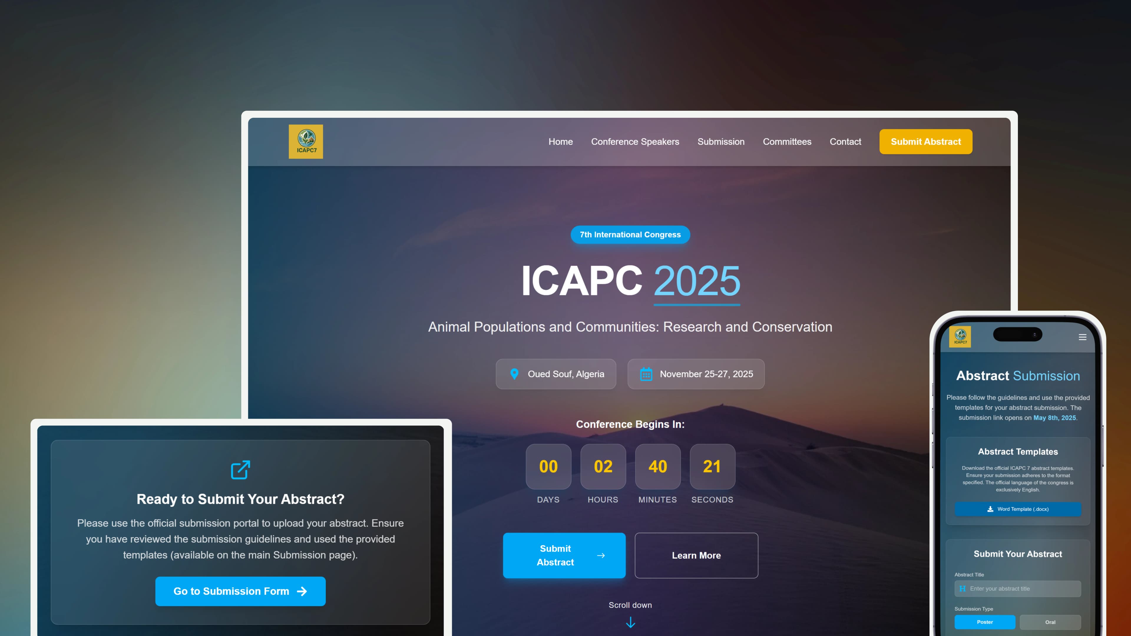 Event website design and abstract submission system for a scientific university