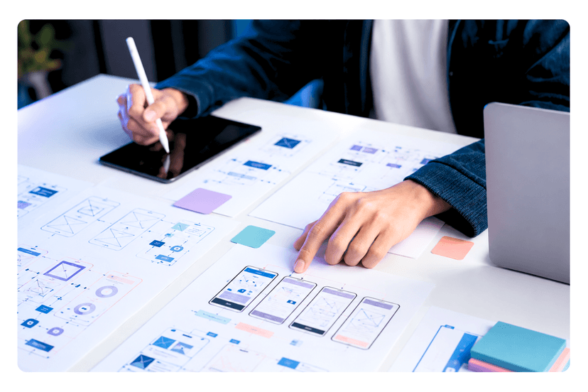 Wireframes and interactive user flows for clinical applications