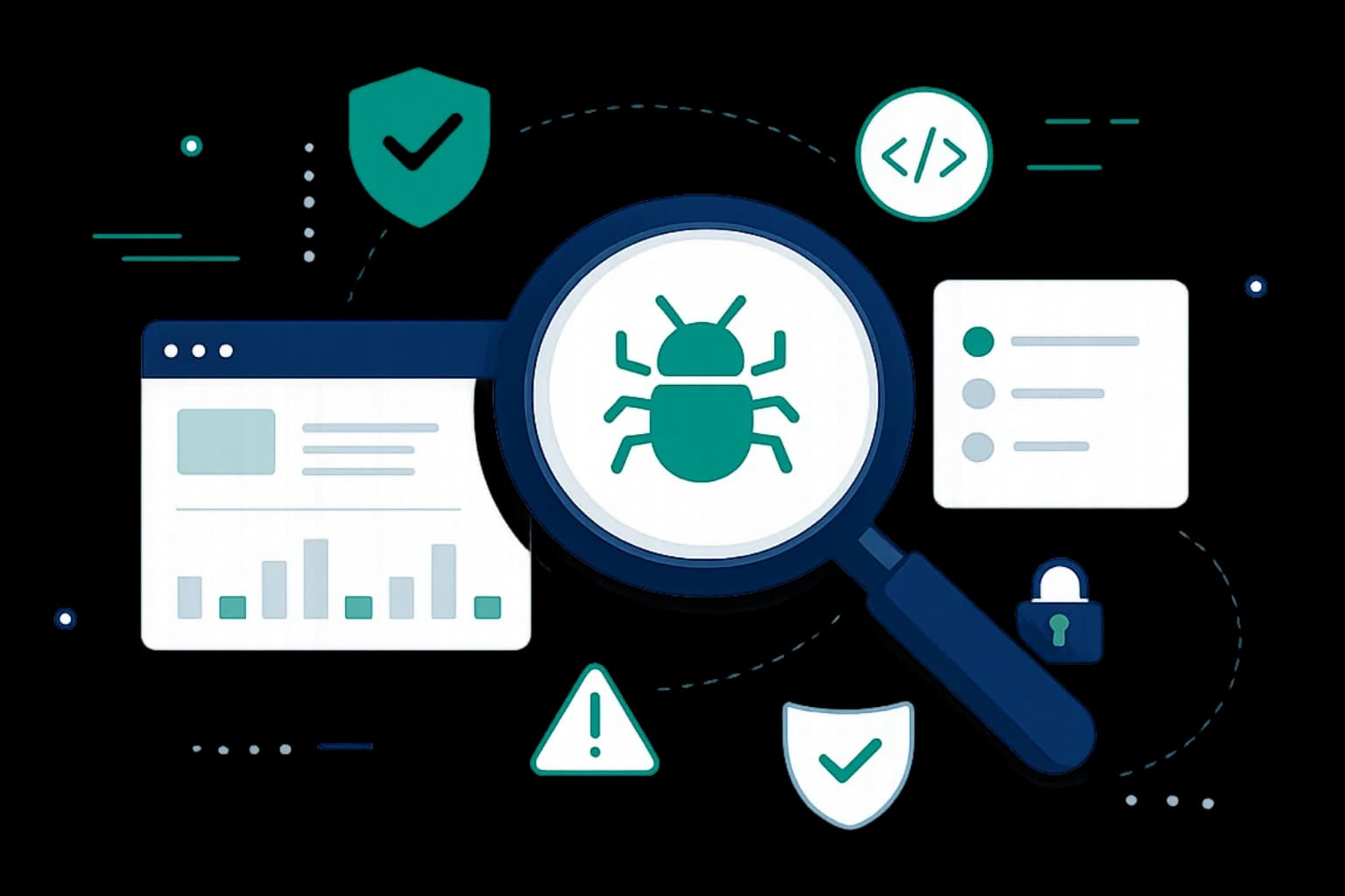 Security vulnerability monitoring illustration for responsible disclosure and secure incident reporting at Numerikraft