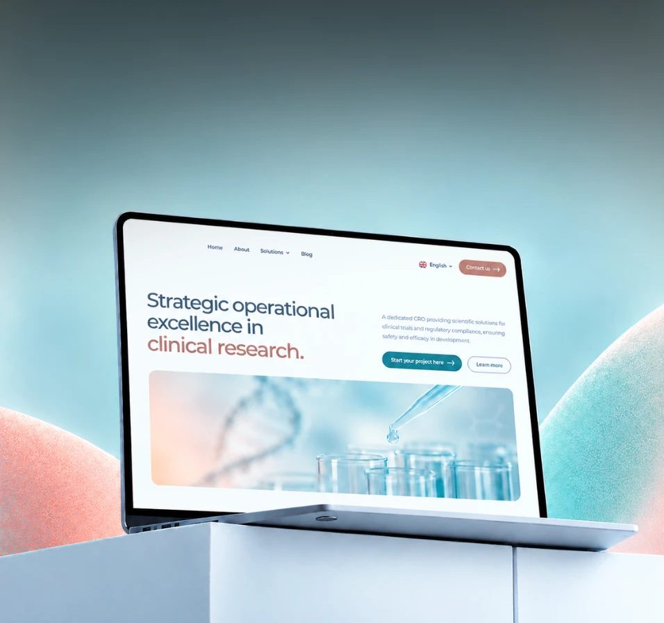 Design de site web corporate biotech présentant le pipeline R&D