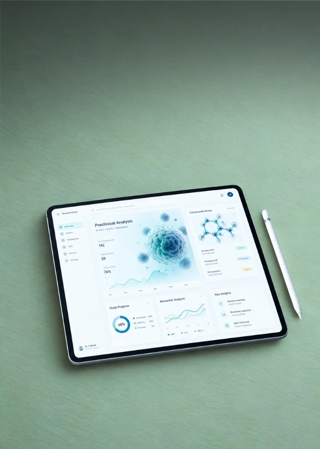Tableau de bord d'analyse de recherche préclinique pour laboratoires
