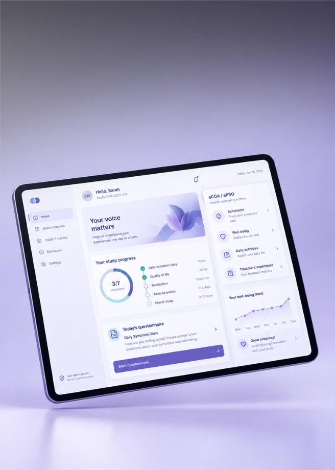 ePRO and eCOA clinical trial patient data collection interface