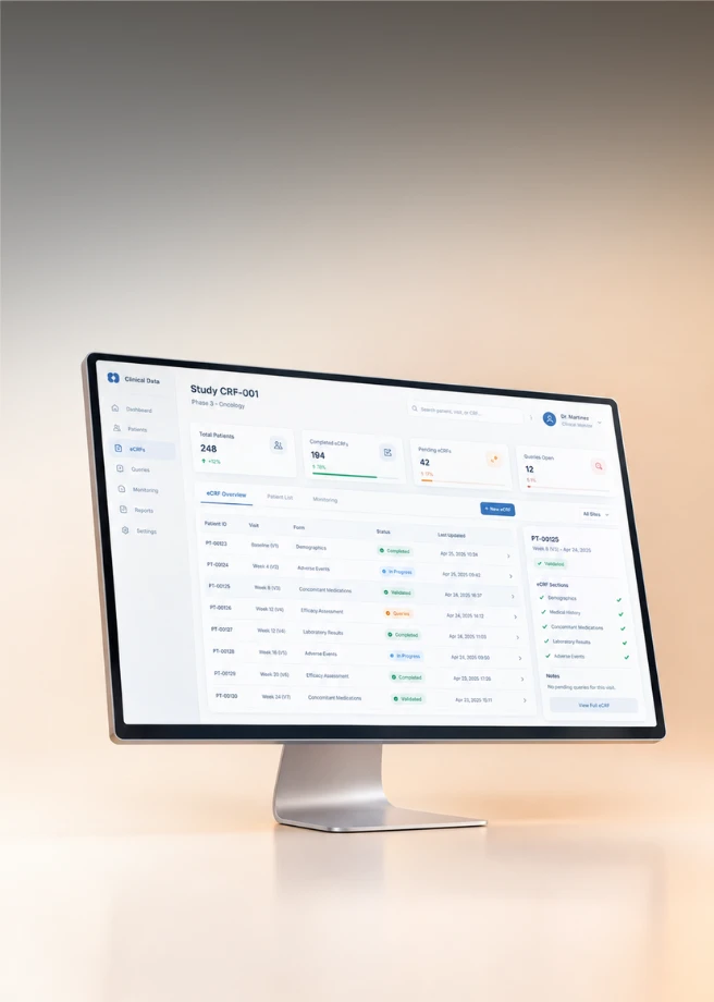 Electronic Data Capture EDC clinical monitoring dashboard UI UX