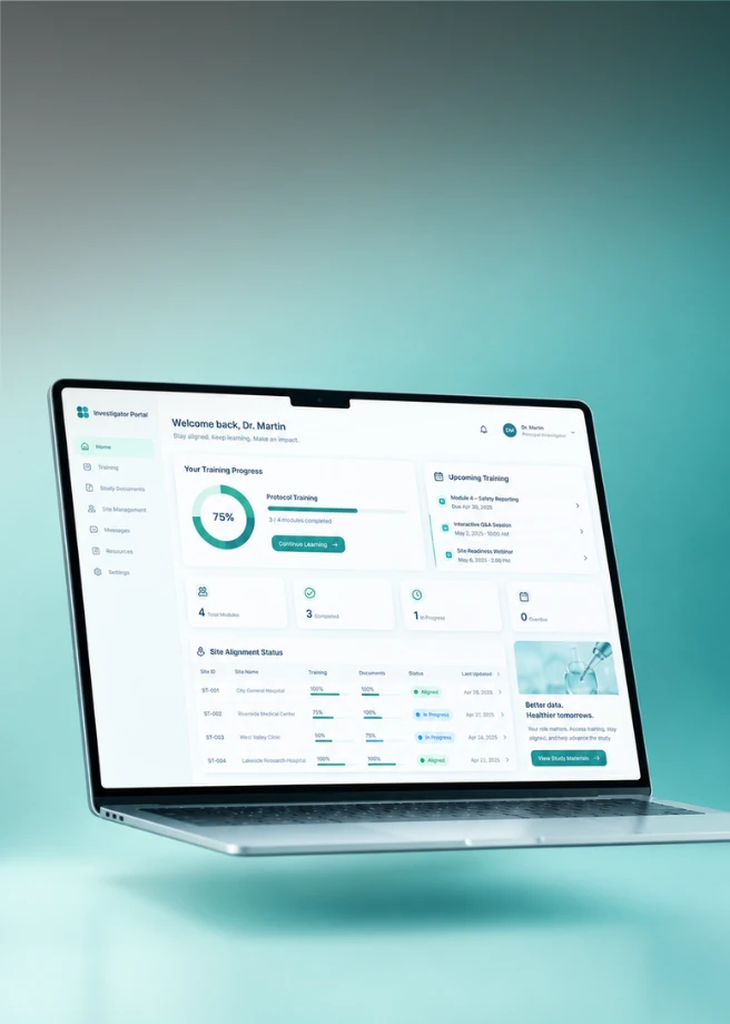 Clinical trial investigator portal and protocol training platform