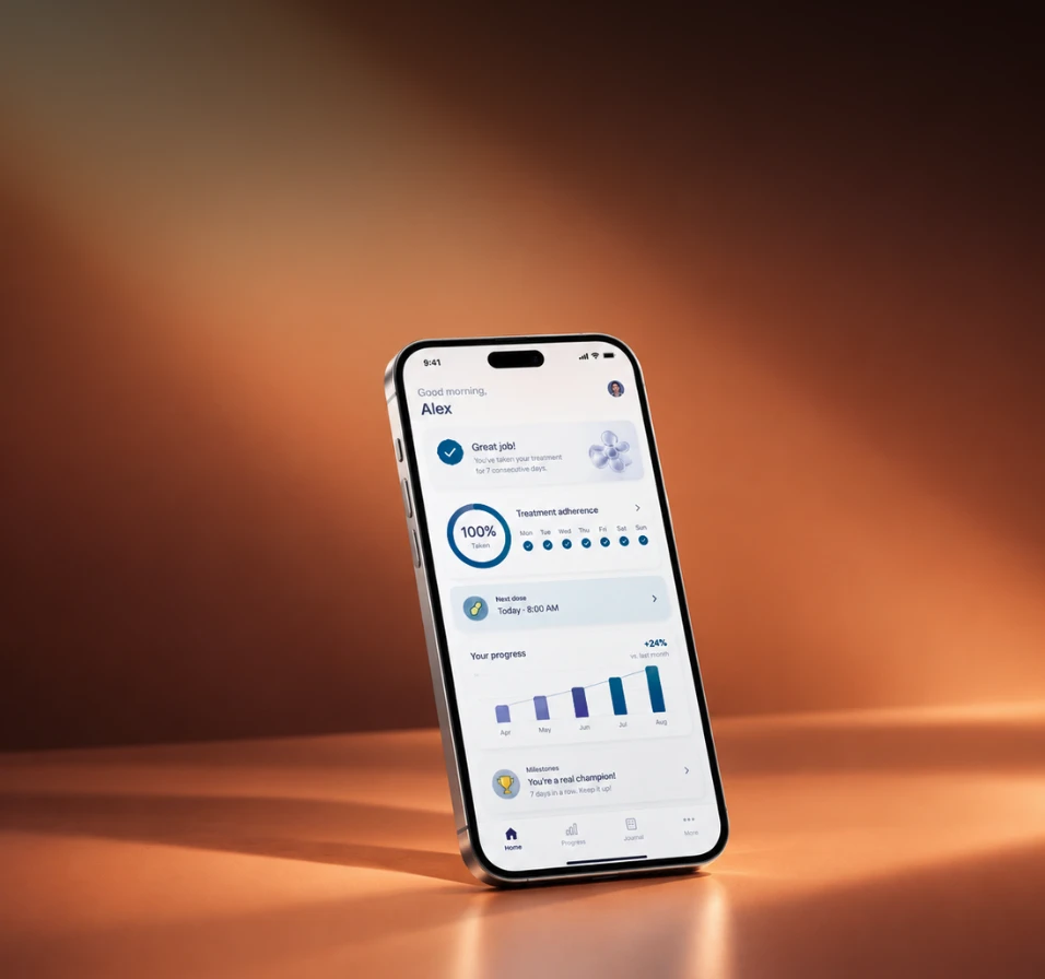 Design UI/UX d'application mobile de thérapie numérique DTx