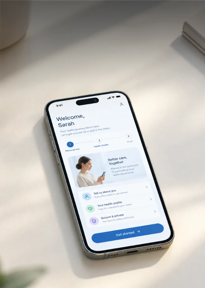 Parcours d'onboarding patient et expérience d'accueil digitale