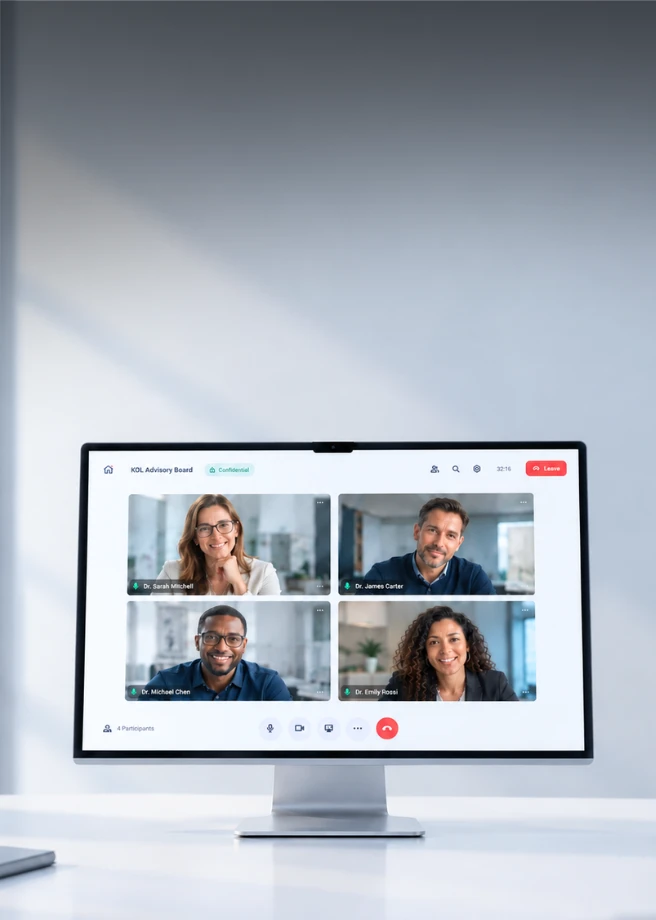 Plateforme digitale sécurisée pour boards consultatifs virtuels et KOLs