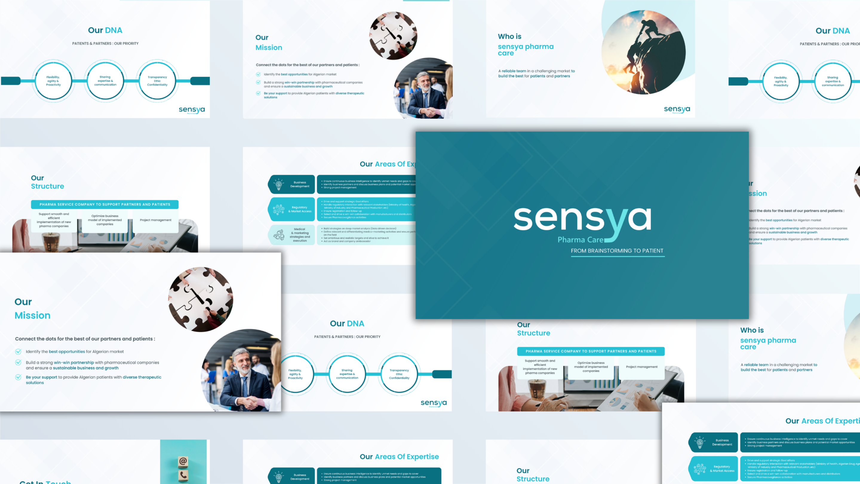 Overview of a pharmaceutical pitch deck designed for strategic and investor communication