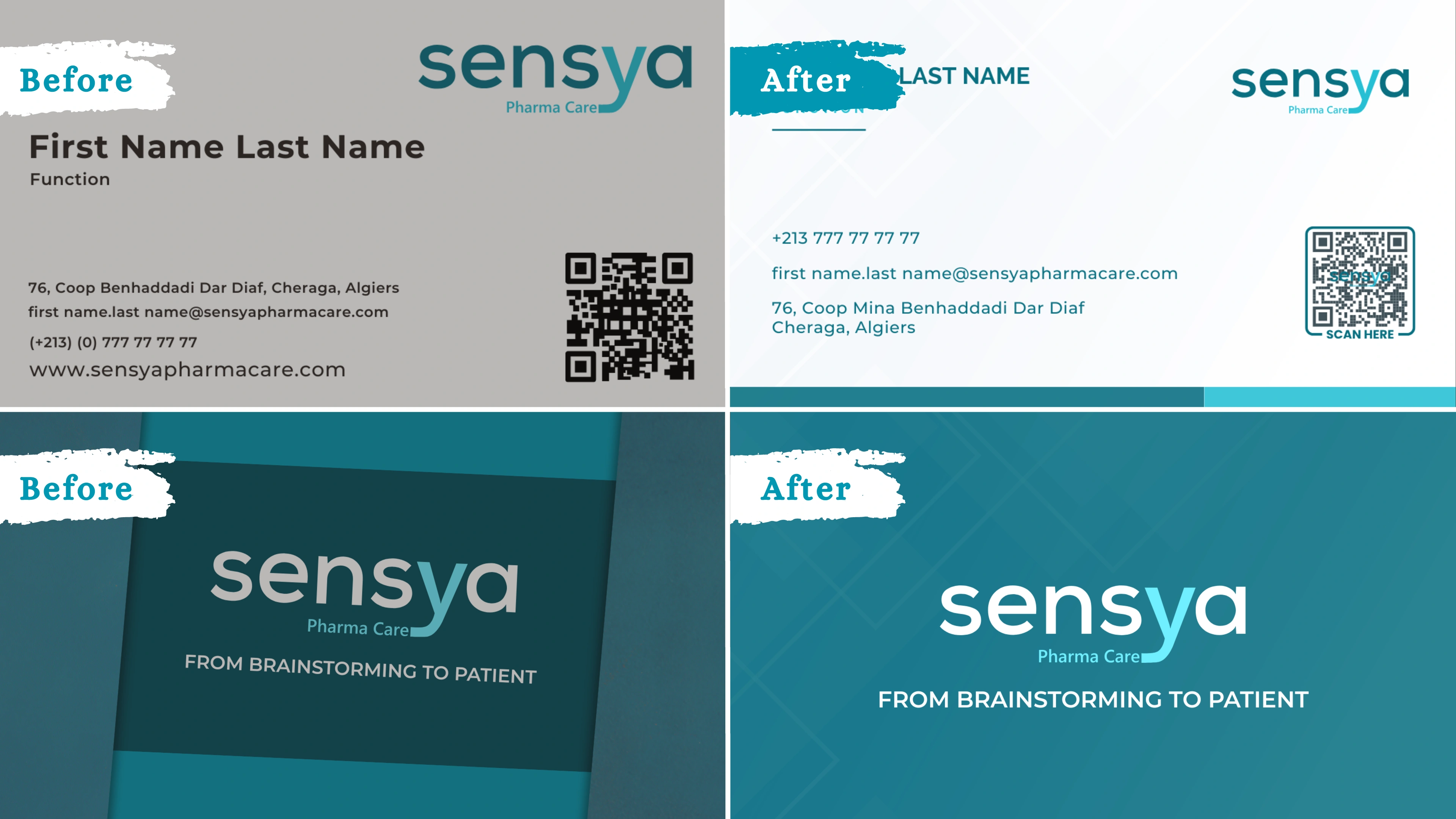 Visual identity and graphic system applied across a pharmaceutical pitch deck