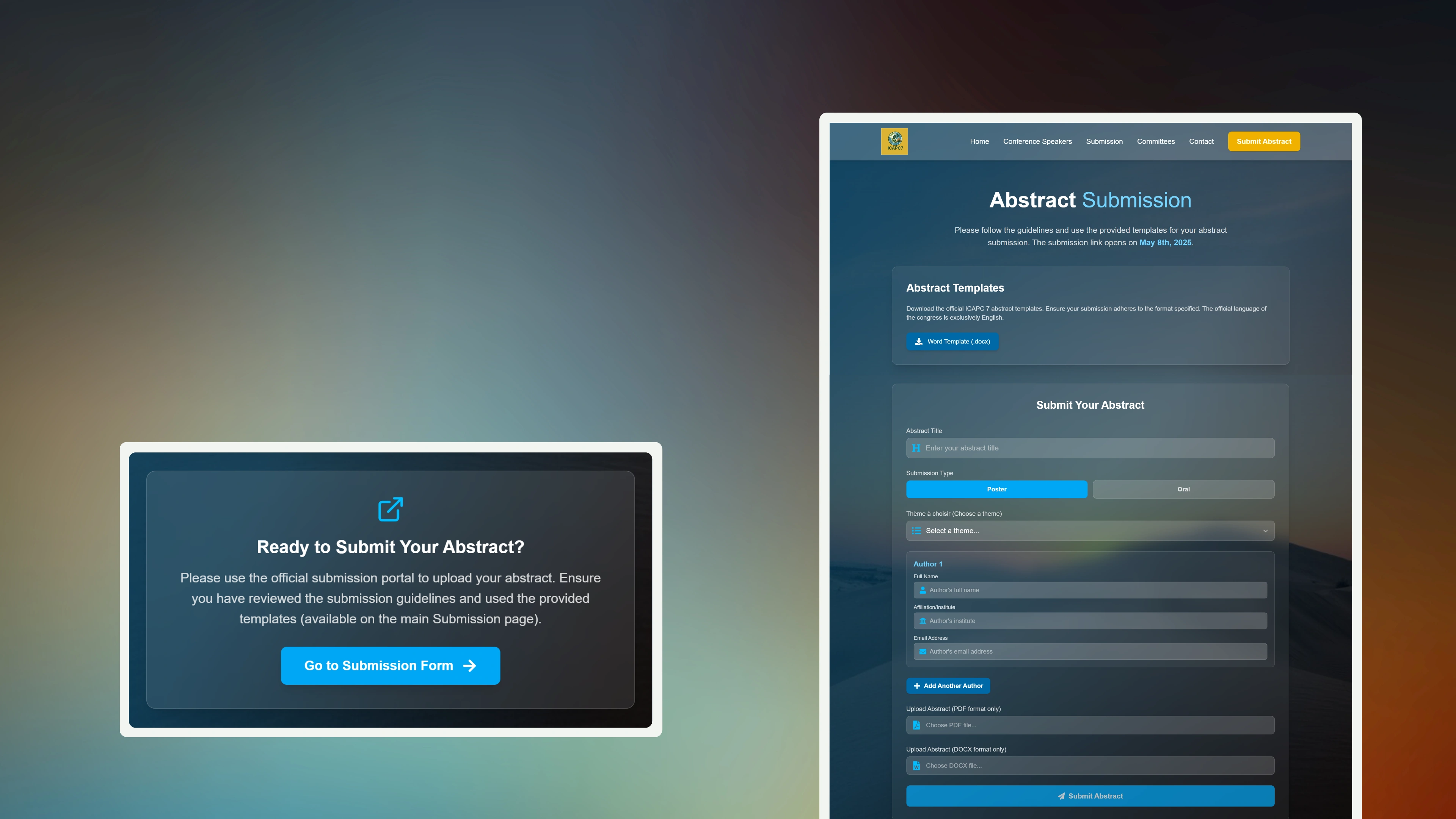 Conference speakers and scientific program interface designed for an academic event platform