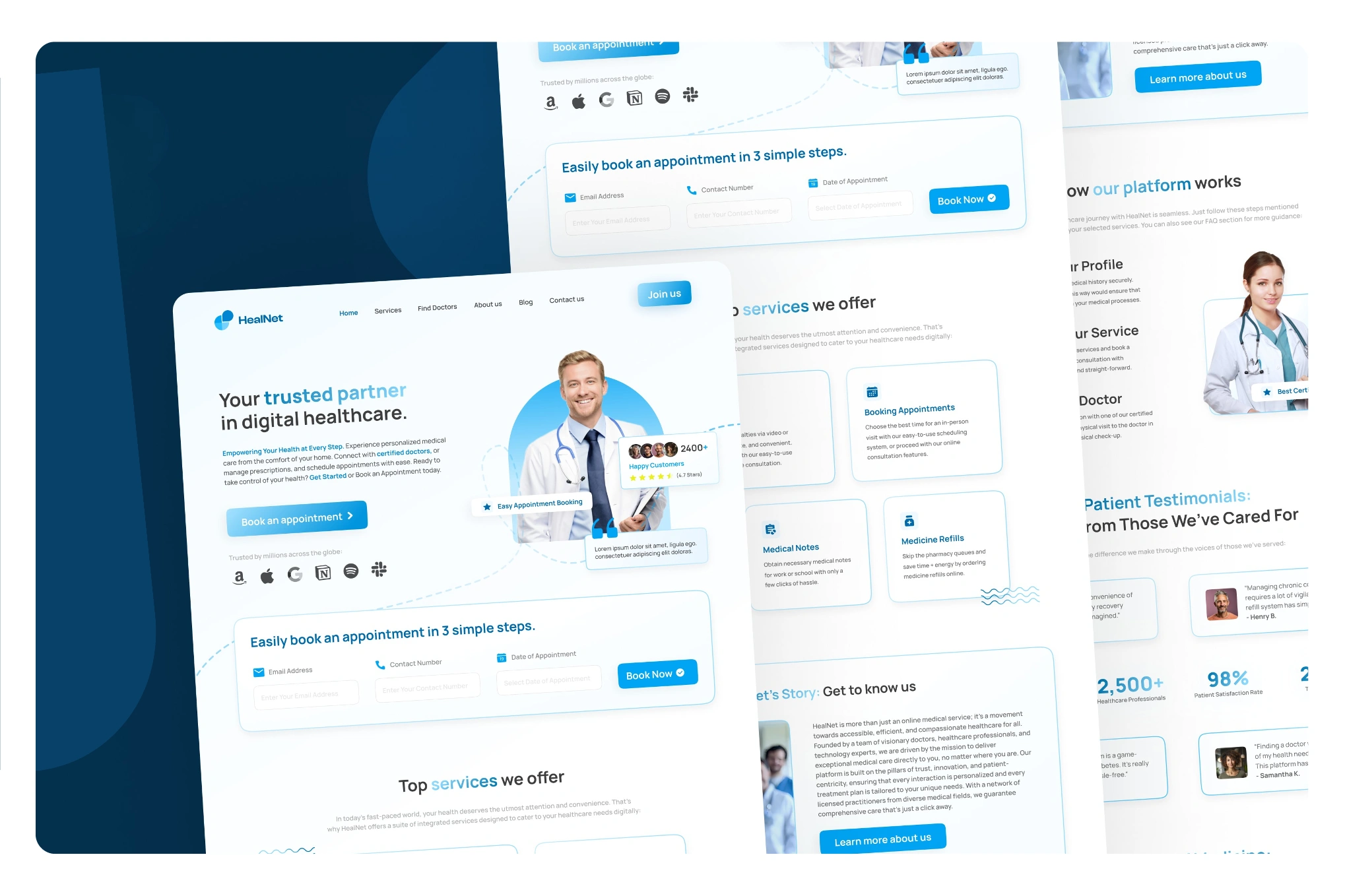 UI UX design mockup for healthcare and clinical digital products