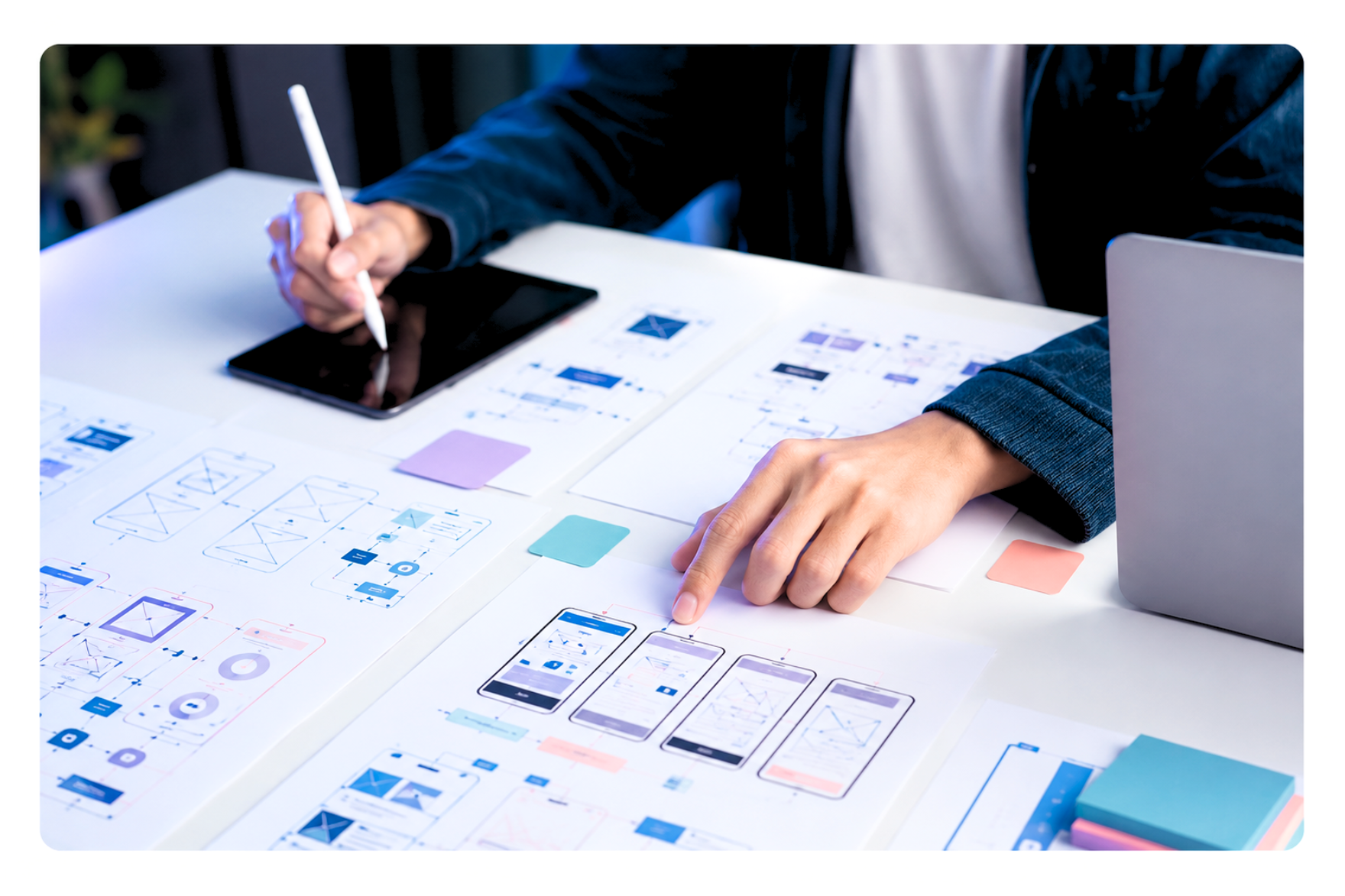 Wireframes and interactive user flows for clinical applications